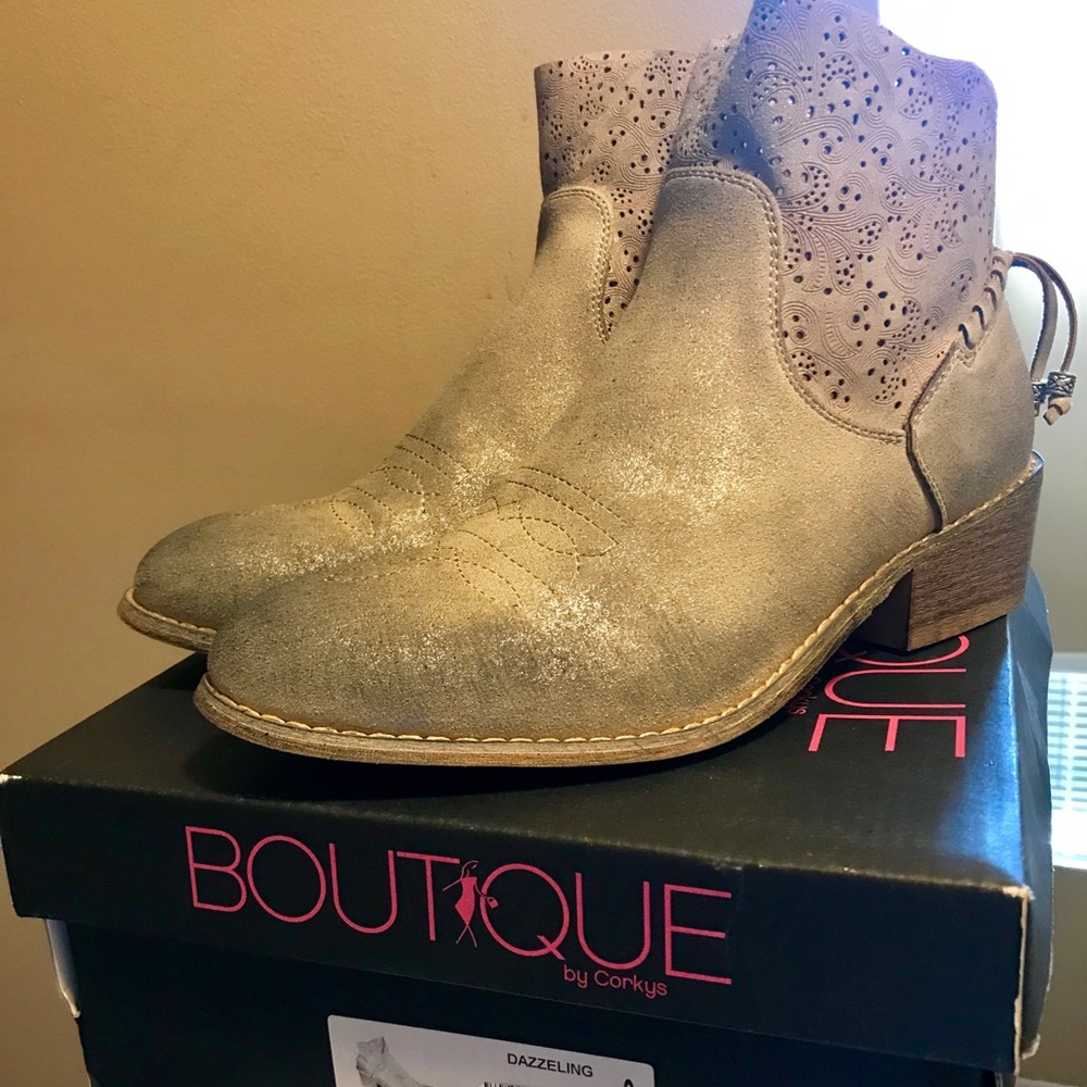 Gold distressed booties
